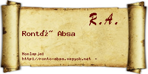 Rontó Absa névjegykártya
